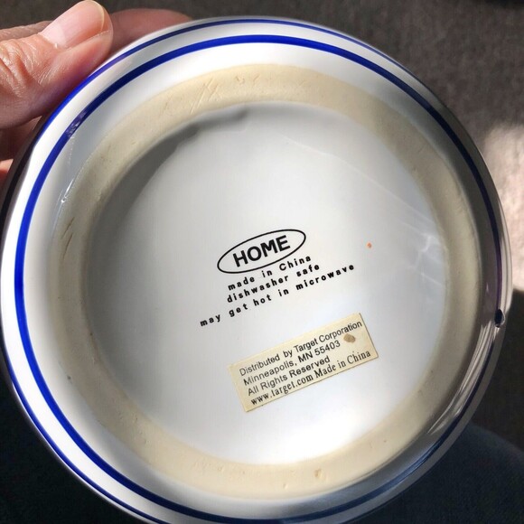 HOME BY TARGET COFFE AND SUGGAR BOWL W/LID CERAMIC WHITE AND ACCENTS FLORAL BLUE - Picture 7 of 10